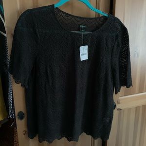 J.Crew lace blouse - charcoal gray - sheer Large